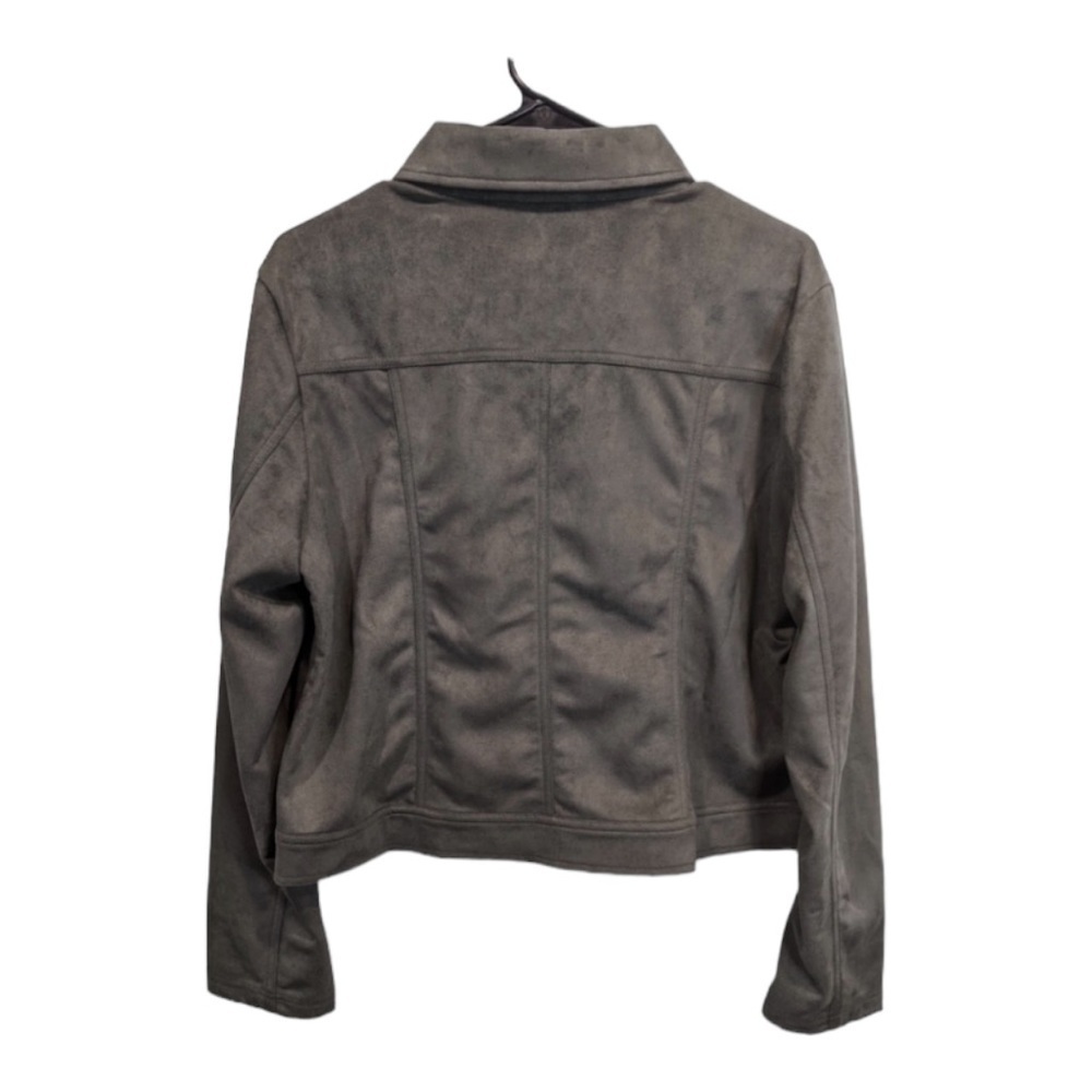 Peach Mara Moto Full Zip Vegan Suede Jacket in Moss Green NWT - Picture 2 of 7